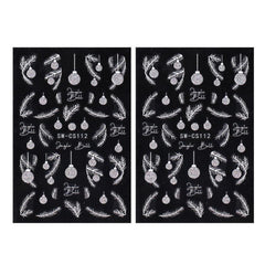 2pcs Glitter Christmas Nail Stickers Snowflake Bell Decals