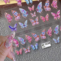 5D Embossed Butterfly Nail Art Stickers Self Adhesive Wing Decals