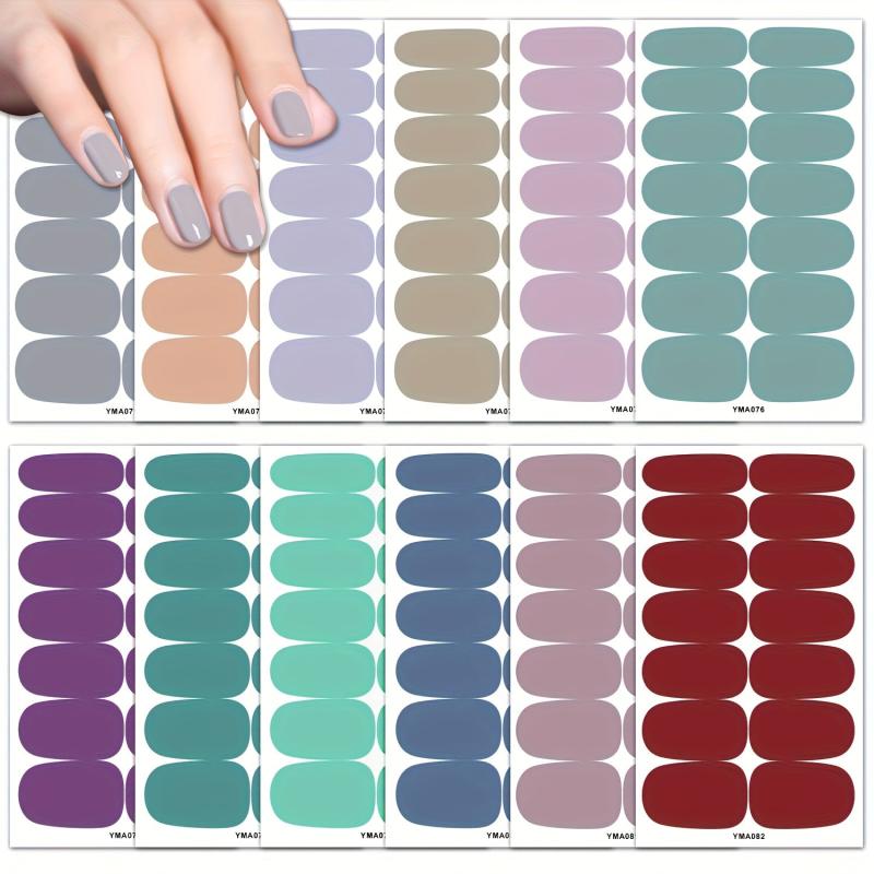 12 Sheets Self Adhesive Nail Decal Strips for DIY Nail
