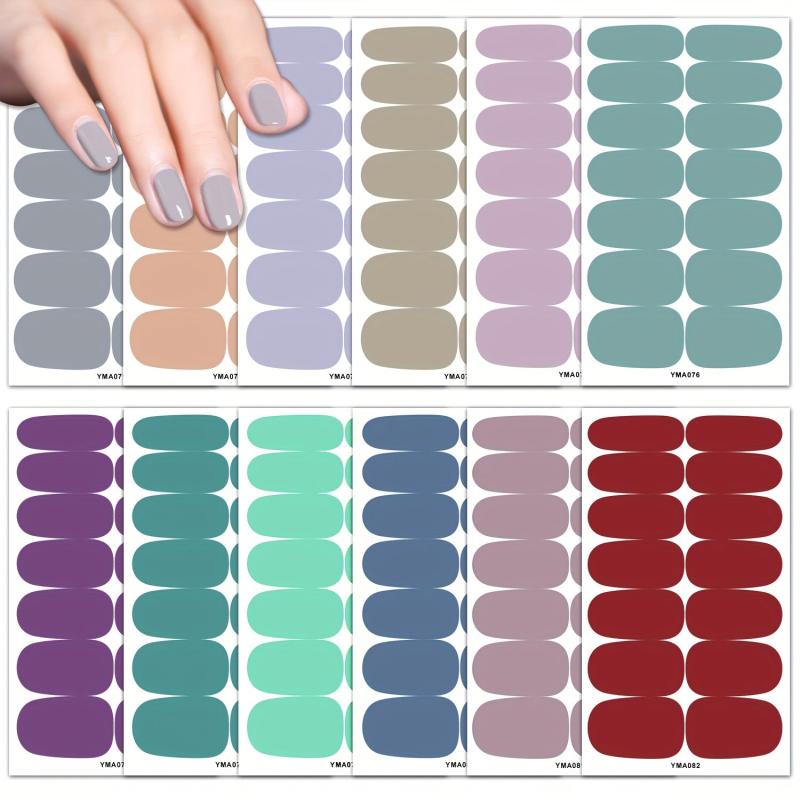 12 Sheets Self Adhesive Nail Decal Strips for DIY Nail