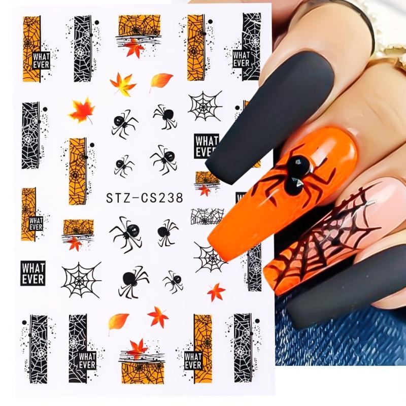 6pcs Halloween Nail Art Stickers Self Adhesive Nail Decals For DIY Or Salons
