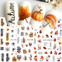 6pcs Halloween Nail Art Stickers Self Adhesive Nail Decals For DIY Or Salons