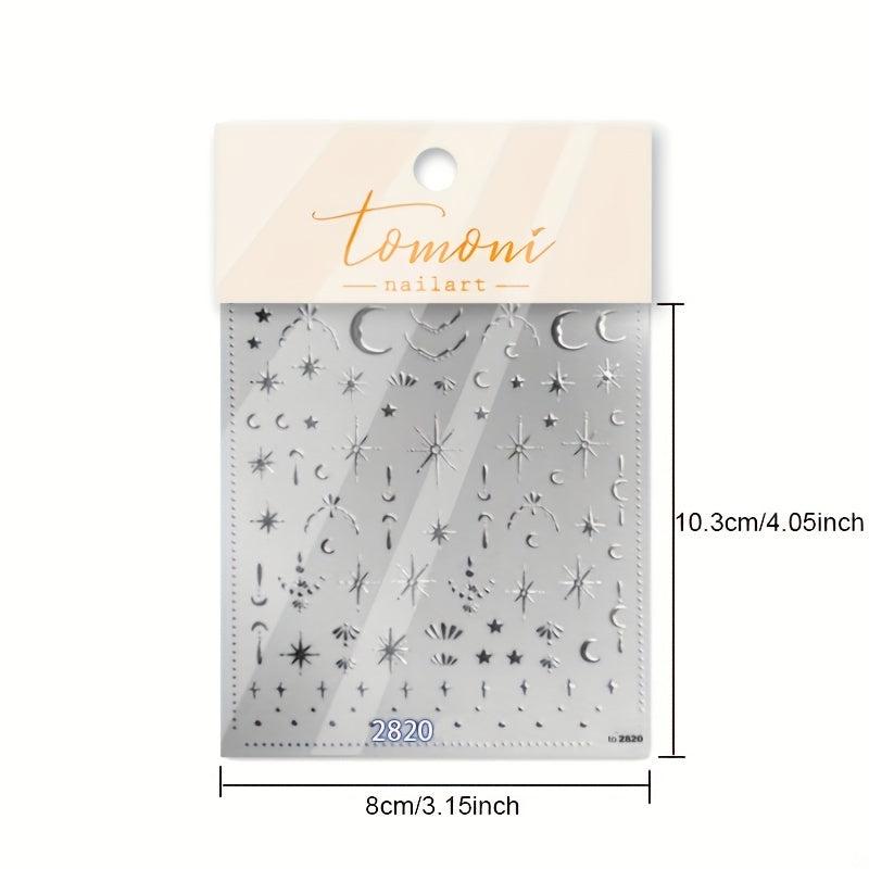 5D Moon Star Nail Art Stickers Decals Self Adhesive