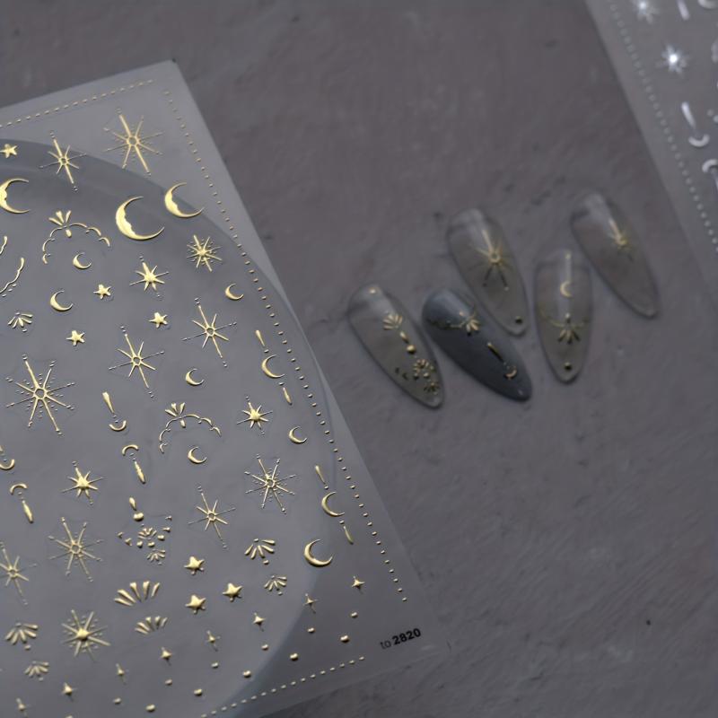 5D Moon Star Nail Art Stickers Decals Self Adhesive