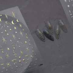 5D Moon Star Nail Art Stickers Decals Self Adhesive