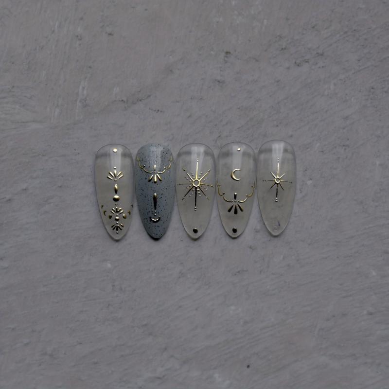 5D Moon Star Nail Art Stickers Decals Self Adhesive