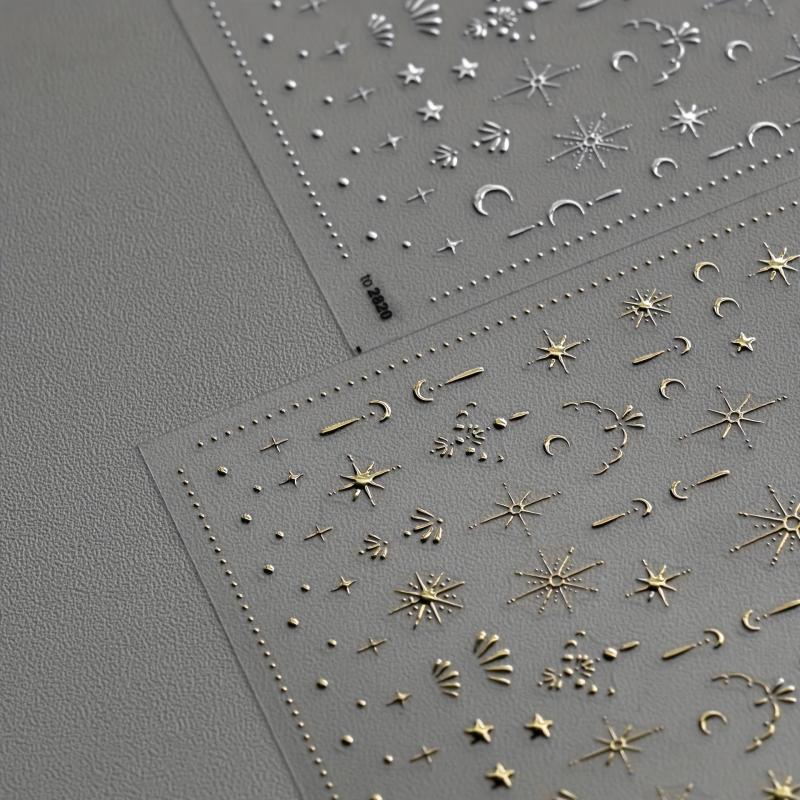 5D Moon Star Nail Art Stickers Decals Self Adhesive
