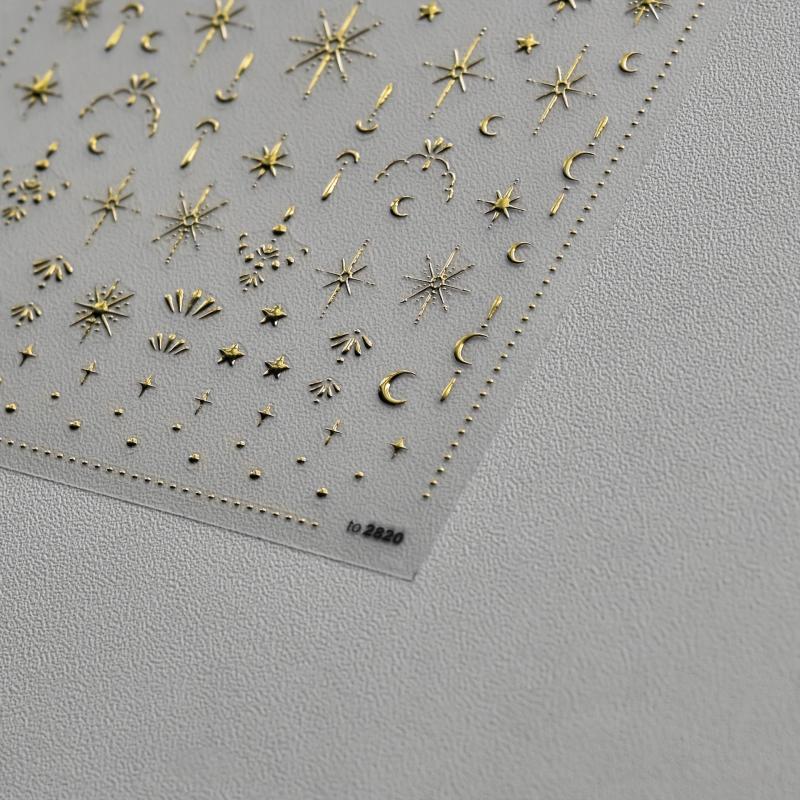 5D Moon Star Nail Art Stickers Decals Self Adhesive