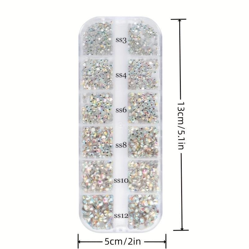 Flat Bottom Diamond Illusion Nail Decorations - 12 Grids