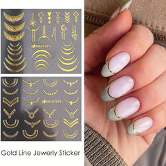 Gold Flower Nail Stickers 3D Self Adhesive - Large Flower Lace Nail Supplies