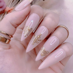 Gold Flower Nail Stickers 3D Self Adhesive - Large Flower Lace Nail Supplies