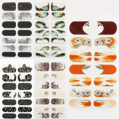Glitter Gradient Marble Nail Polish Stickers with Glass Nail File