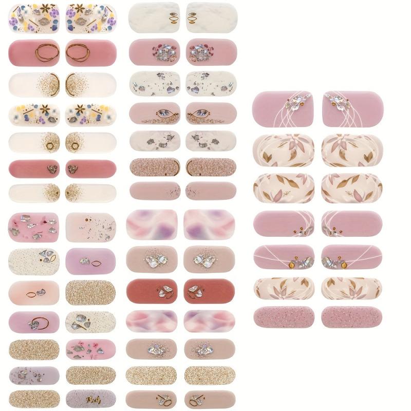 Glitter Gradient Marble Nail Polish Stickers with Glass Nail File