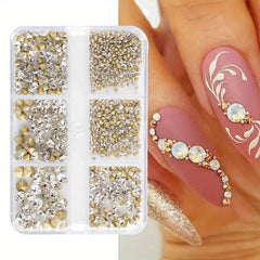 6 Grids Large Size Rhinestone Nail Decoration