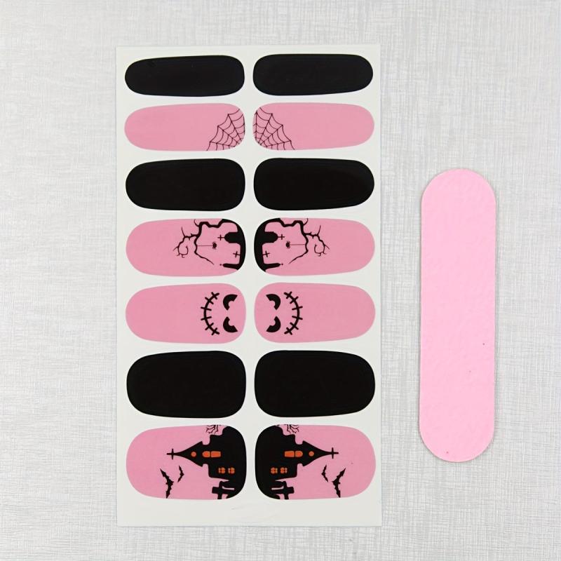 Halloween Nail Wraps Art Stickers Ghost Bat Spider Web Pattern