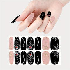 Halloween Nail Wraps Art Stickers Ghost Bat Spider Web Pattern
