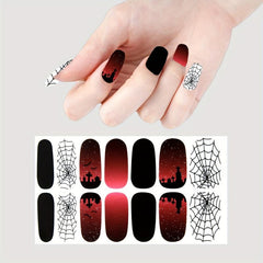 Halloween Nail Wraps Art Stickers Ghost Bat Spider Web Pattern