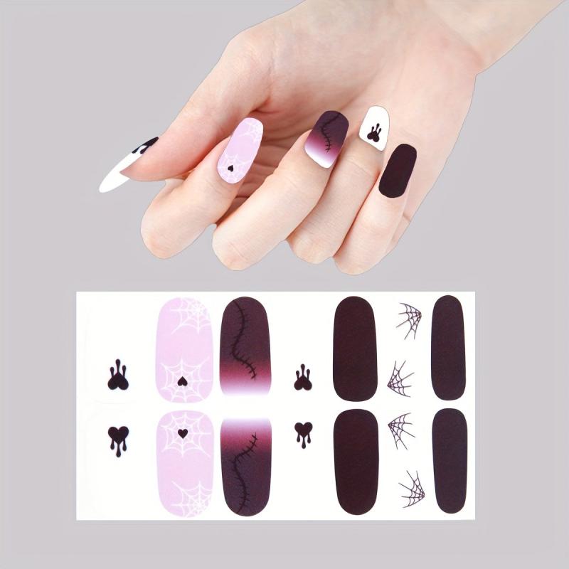 Halloween Nail Wraps Art Stickers Ghost Bat Spider Web Pattern