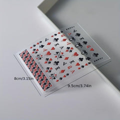 5D Red Poker Nail Art Stickers Self Adhesive Embossed Decals
