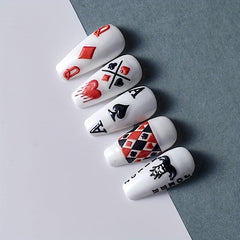 5D Red Poker Nail Art Stickers Self Adhesive Embossed Decals