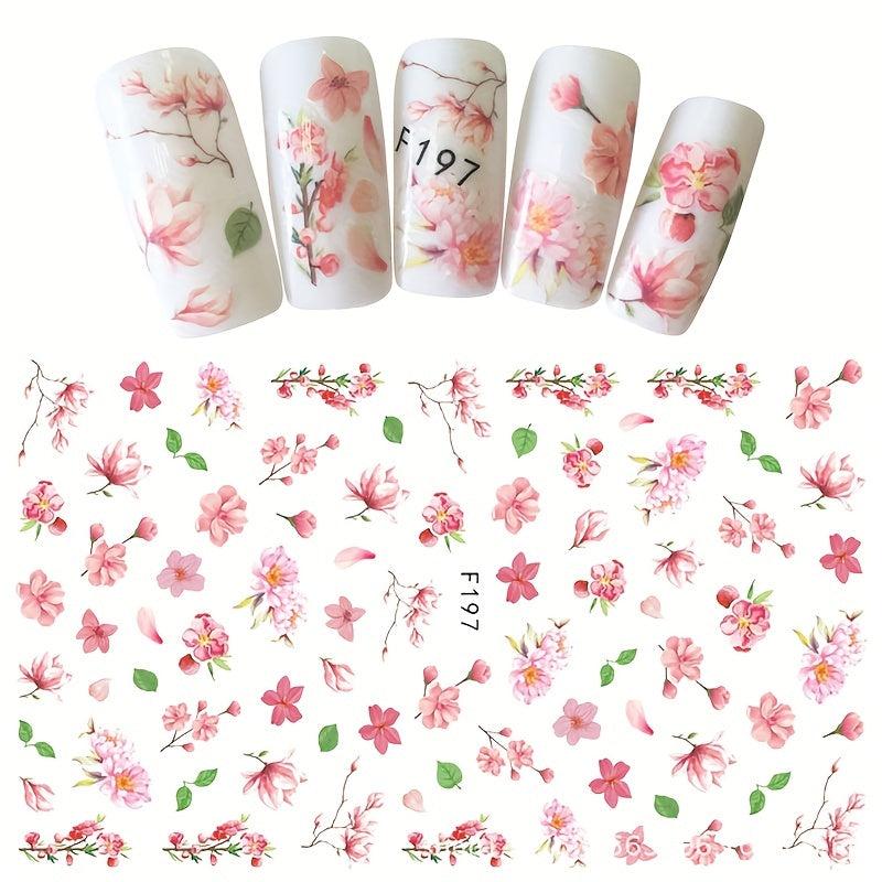 Flowers 3D Nail Stickers Self Adhesive Nail Decals for Manicure