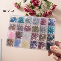 AB & Clear Round Flat Back Resin Rhinestones for DIY Crafts