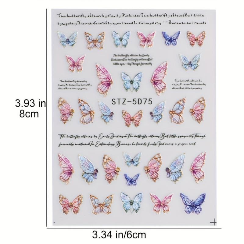Gradient Butterfly Nail Stickers Self Adhesive Decals