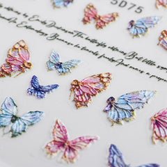 Gradient Butterfly Nail Stickers Self Adhesive Decals