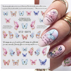 Gradient Butterfly Nail Stickers Self Adhesive Decals