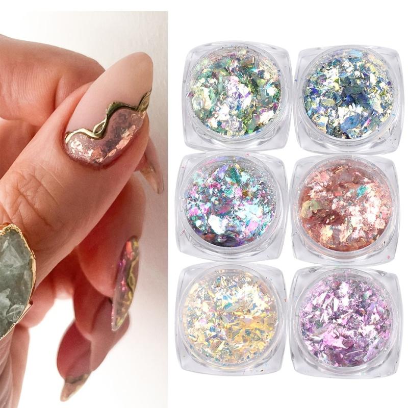 Aurora Mermaid Nail Sequin Glitter Flake Broken Glass