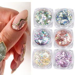 Aurora Mermaid Nail Sequin Glitter Flake Broken Glass