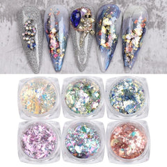 Aurora Mermaid Nail Sequin Glitter Flake Broken Glass