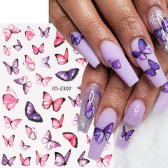 Butterfly Nail Art Decals Natural False Acrylic Nails Art Supplies