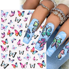 Butterfly Nail Art Decals Natural False Acrylic Nails Art Supplies