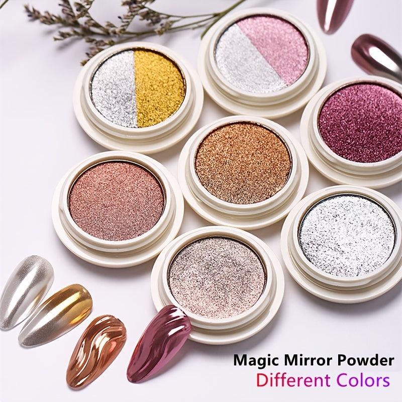 Magic Mirror Powder Silver Rose Mix Laser Nail Art