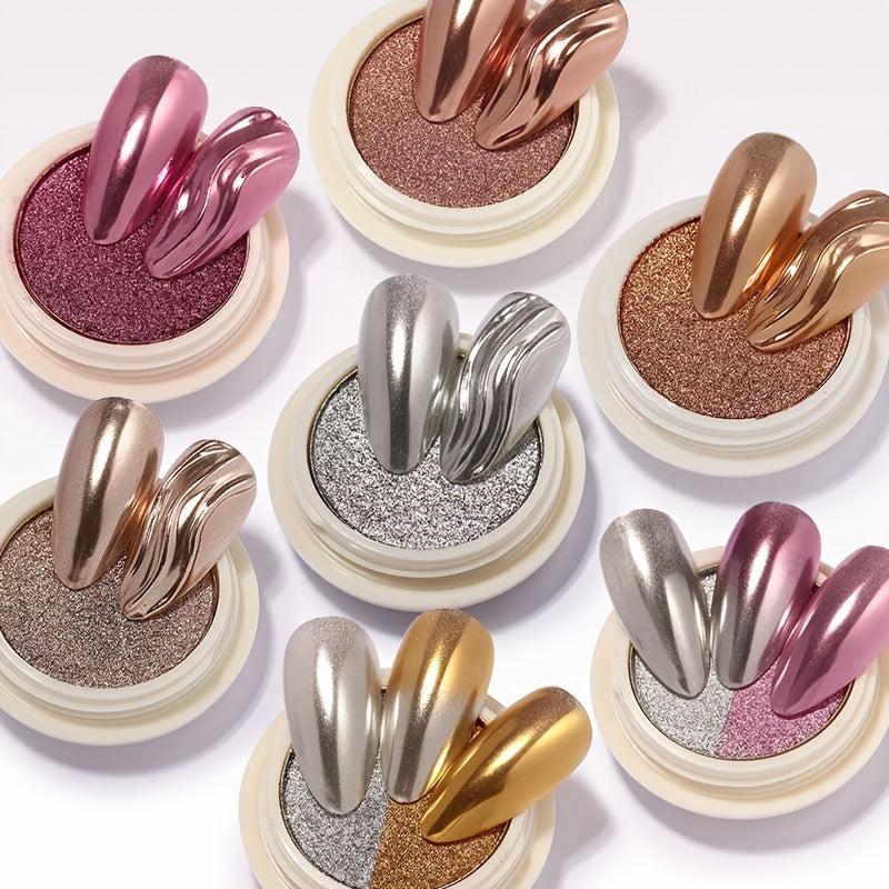Magic Mirror Powder Silver Rose Mix Laser Nail Art