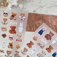 5D Cartoon Bear Nail Art Sticker Brown Bear Nail Foil Decals