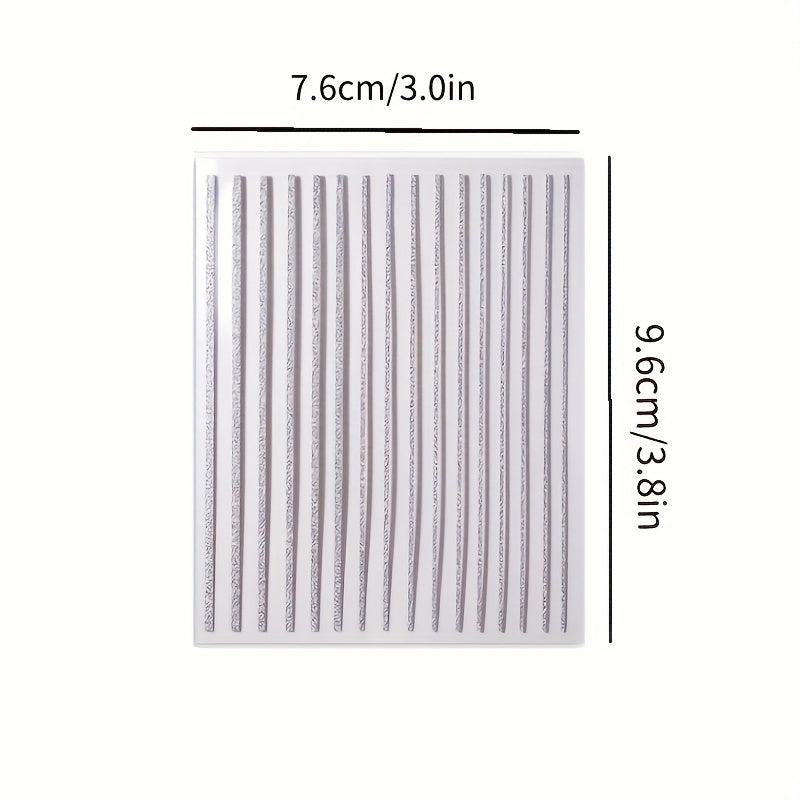 French 3D Nail Decals Stripes Silvery Glitter Stickers