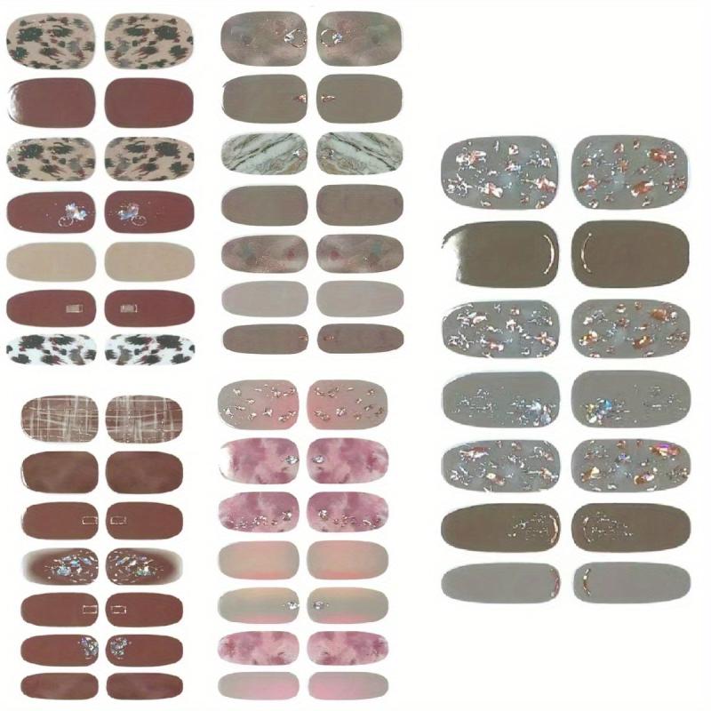 5 Sheets Full Wrap Nail Polish Stickers Self Adhesive Nail Decal Strips