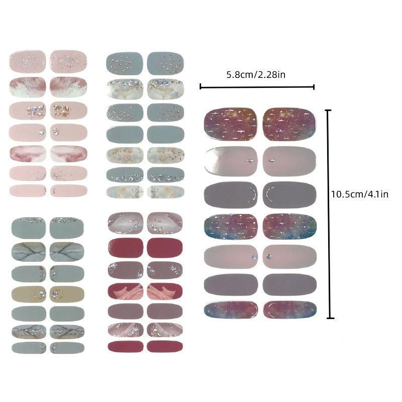 5 Sheets Full Wrap Nail Polish Stickers Self Adhesive Nail Decal Strips