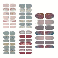 5 Sheets Full Wrap Nail Polish Stickers Self Adhesive Nail Decal Strips