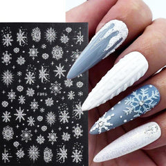Glitter Snowflake Xmas Nail Art Sticker Set
