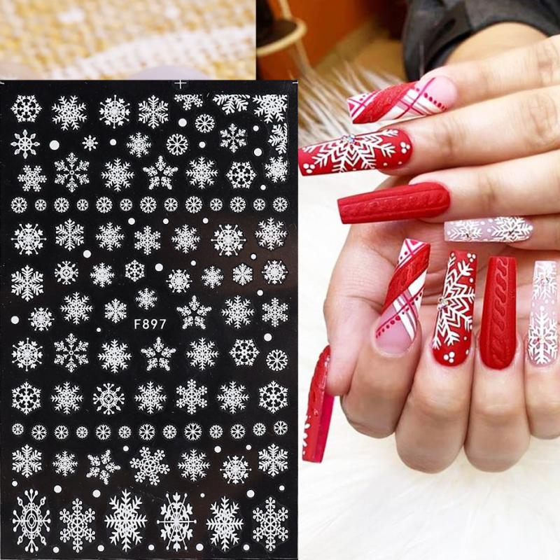 Glitter Snowflake Xmas Nail Art Sticker Set