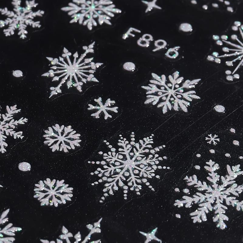 Glitter Snowflake Xmas Nail Art Sticker Set