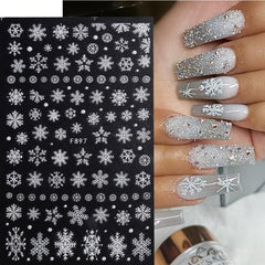 Glitter Snowflake Xmas Nail Art Sticker Set
