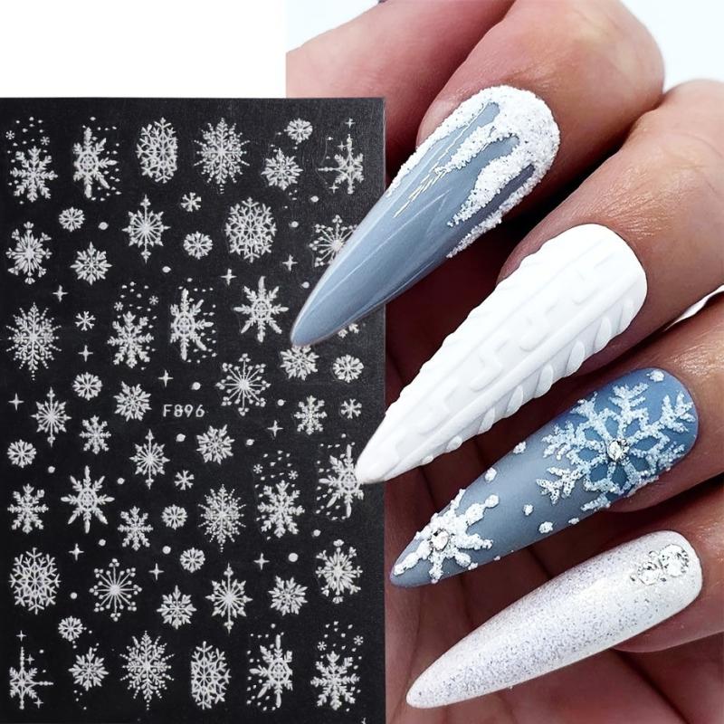 Glitter Snowflake Xmas Nail Art Sticker Set