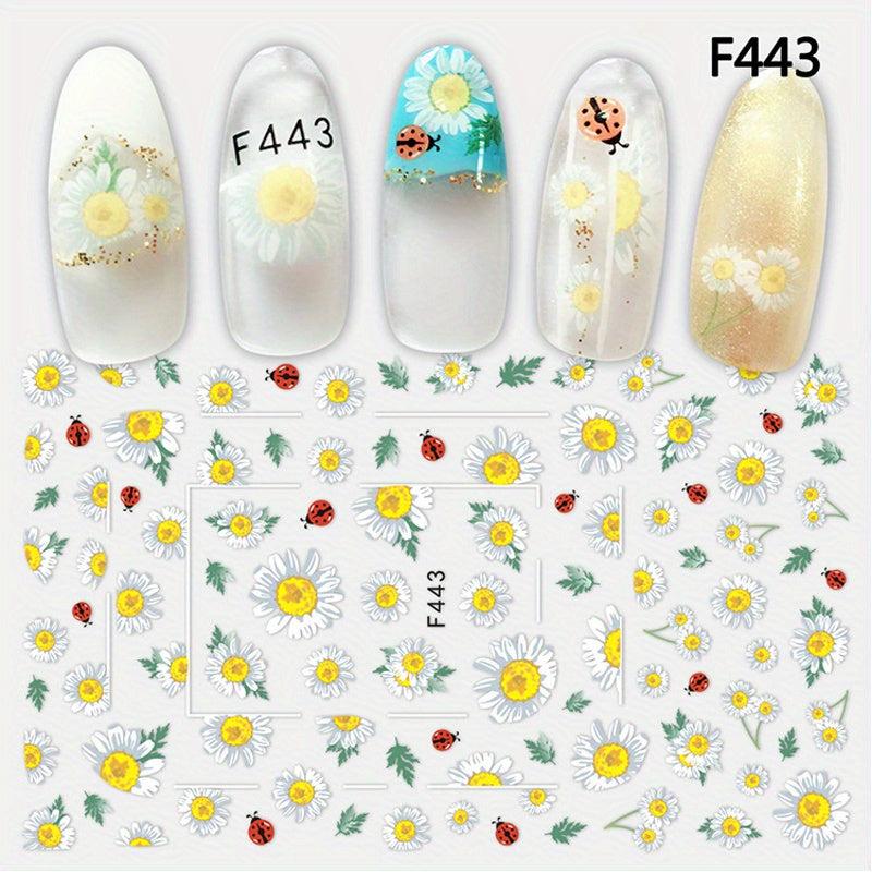 3D Floral Nail Art Stickers Plum Blossom Sunflower and Flower Sliders