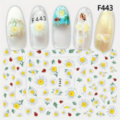 3D Floral Nail Art Stickers Plum Blossom Sunflower and Flower Sliders