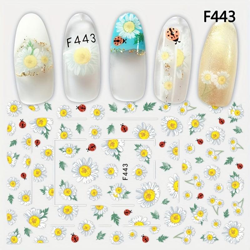 3D Floral Nail Art Stickers Plum Blossom Sunflower and Flower Sliders