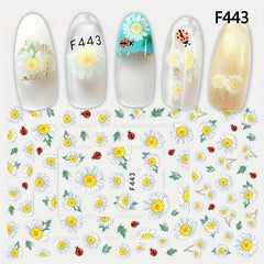3D Floral Nail Art Stickers Plum Blossom Sunflower and Flower Sliders